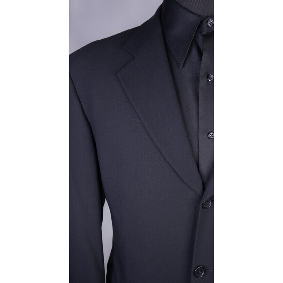 BOSS Hugo Boss Men 3 Button Blazer 40R Wool Solid Black Coat Jacket Blazer EUC - Picture 5 of 14